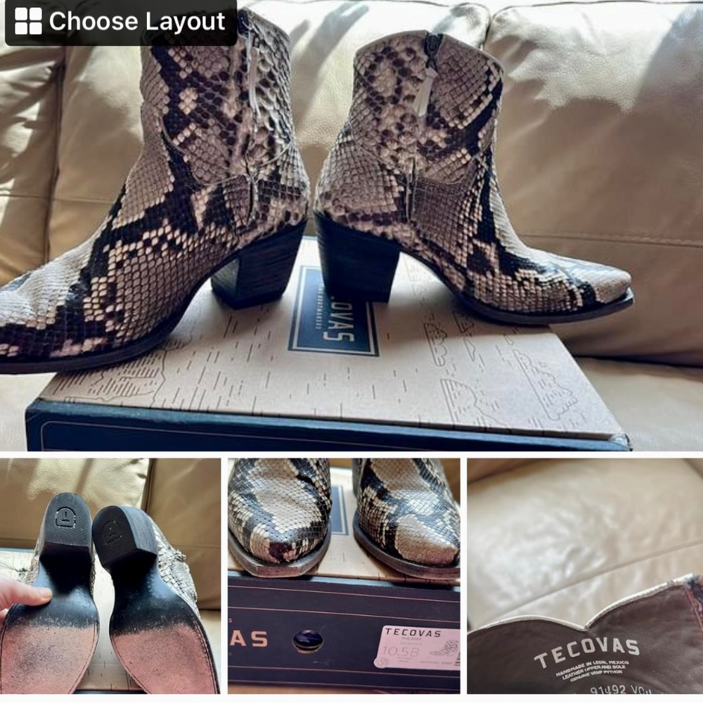 Tecovas Women’s Zoey Python Sz 10.5 Boots